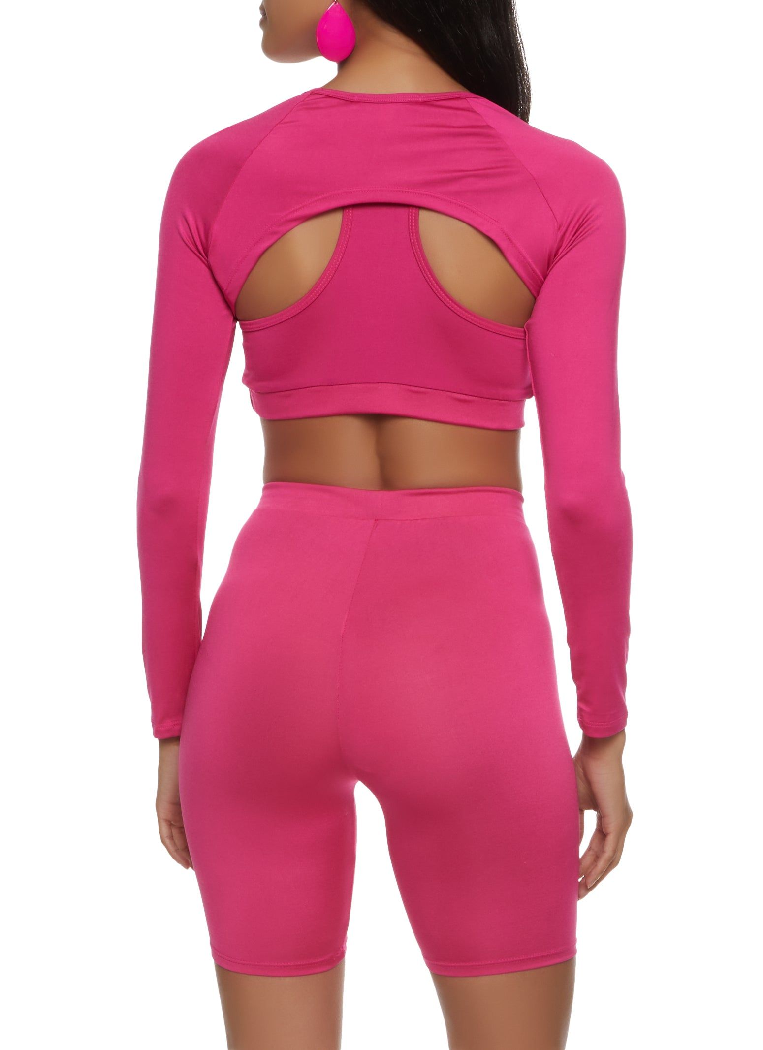 Plus Size Faux Leather Cropped Varsity Bomber Jacket sold by Rainbow product image thumbnail 2