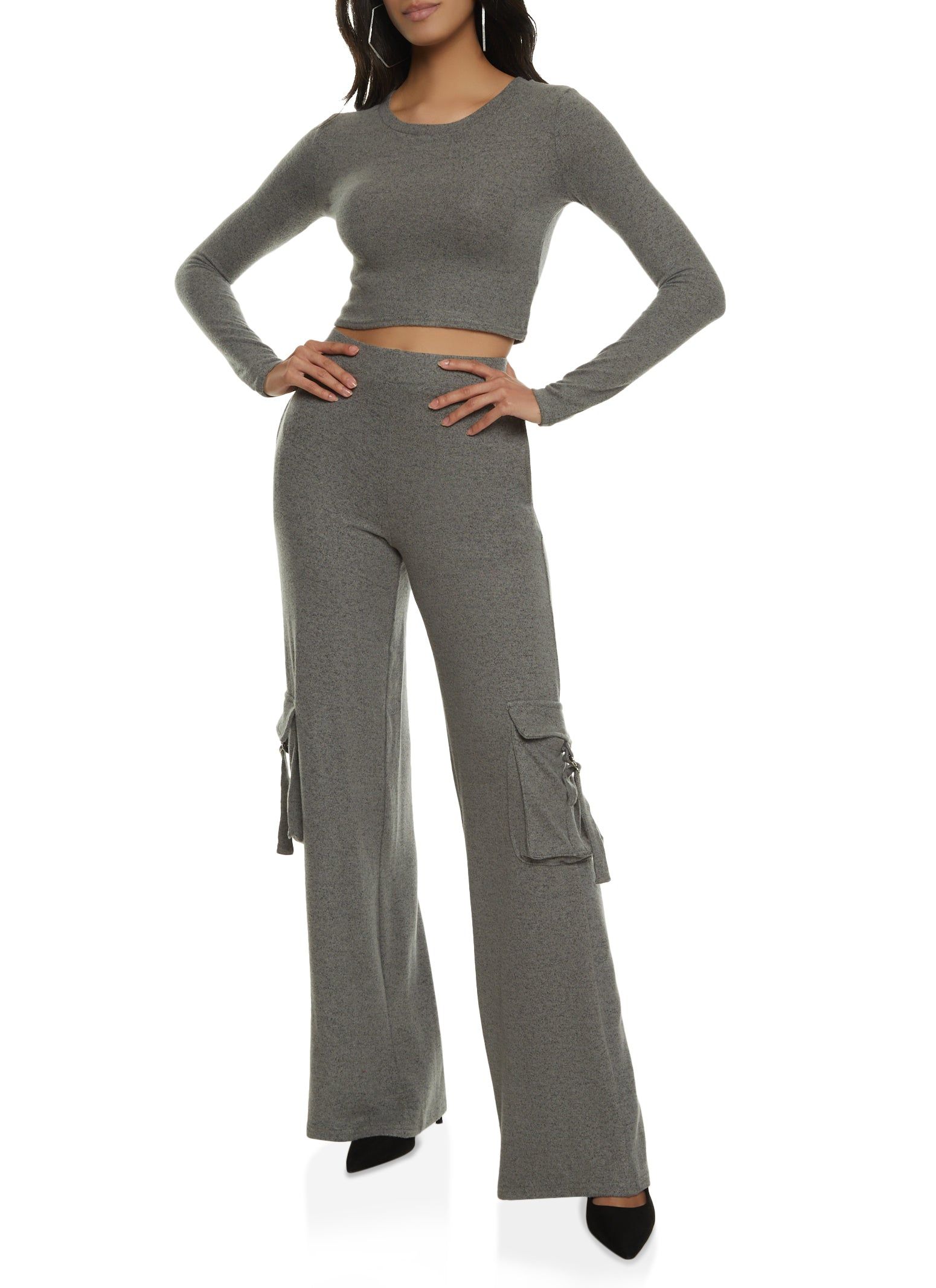 Brushed Knit Long Sleeve Crop Top sold by Rainbow product image thumbnail 2