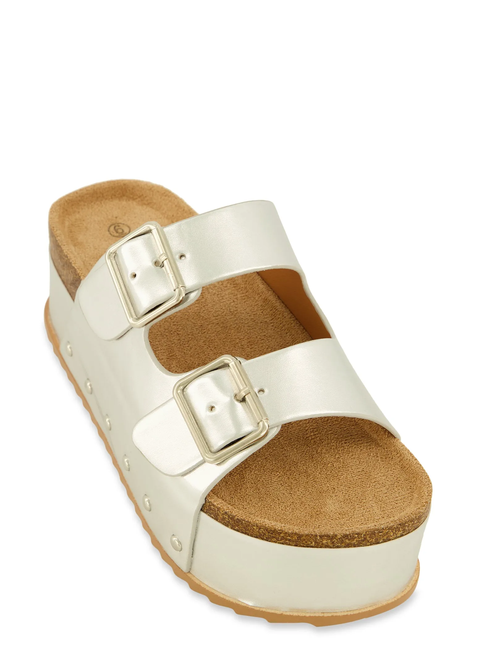 Double Buckle Footbed Platform Slide Sandals sold by Rainbow