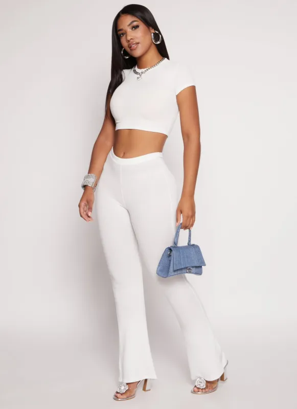 Ribbed Knit Pull On Boot Cut Pants sold by Rainbow