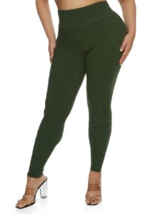 Plus Size Ribbed High Waisted Leggings sold by Rainbow