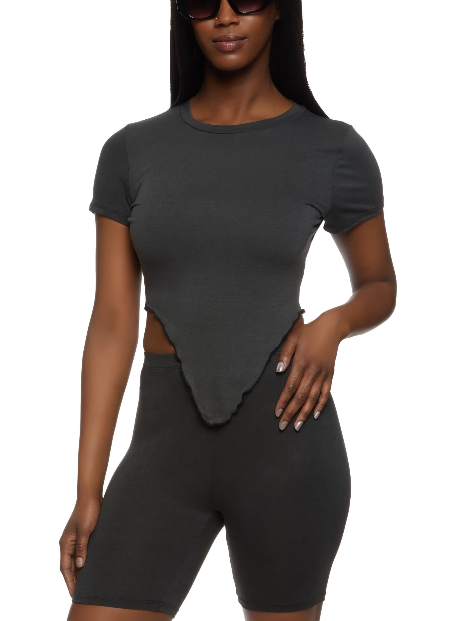 Lettuce Edge Hanky Hem Crop Top sold by Rainbow