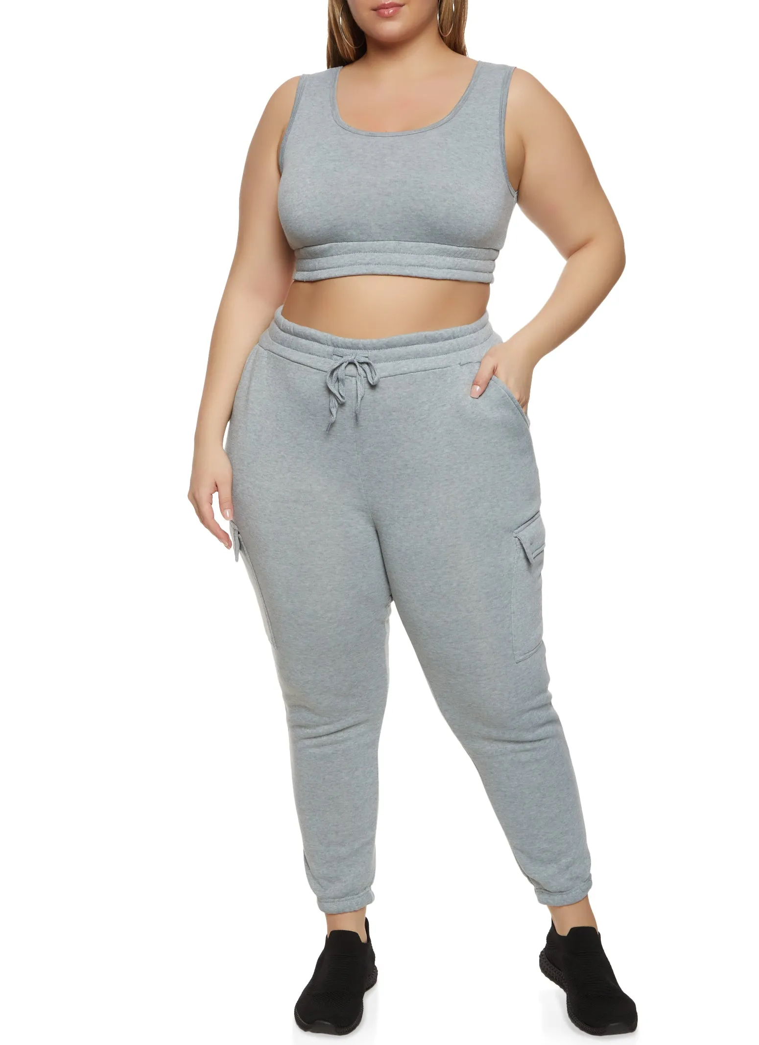 Plus Size Fleece Scoop Neck Cropped Tank Top sold by Rainbow product image thumbnail 2