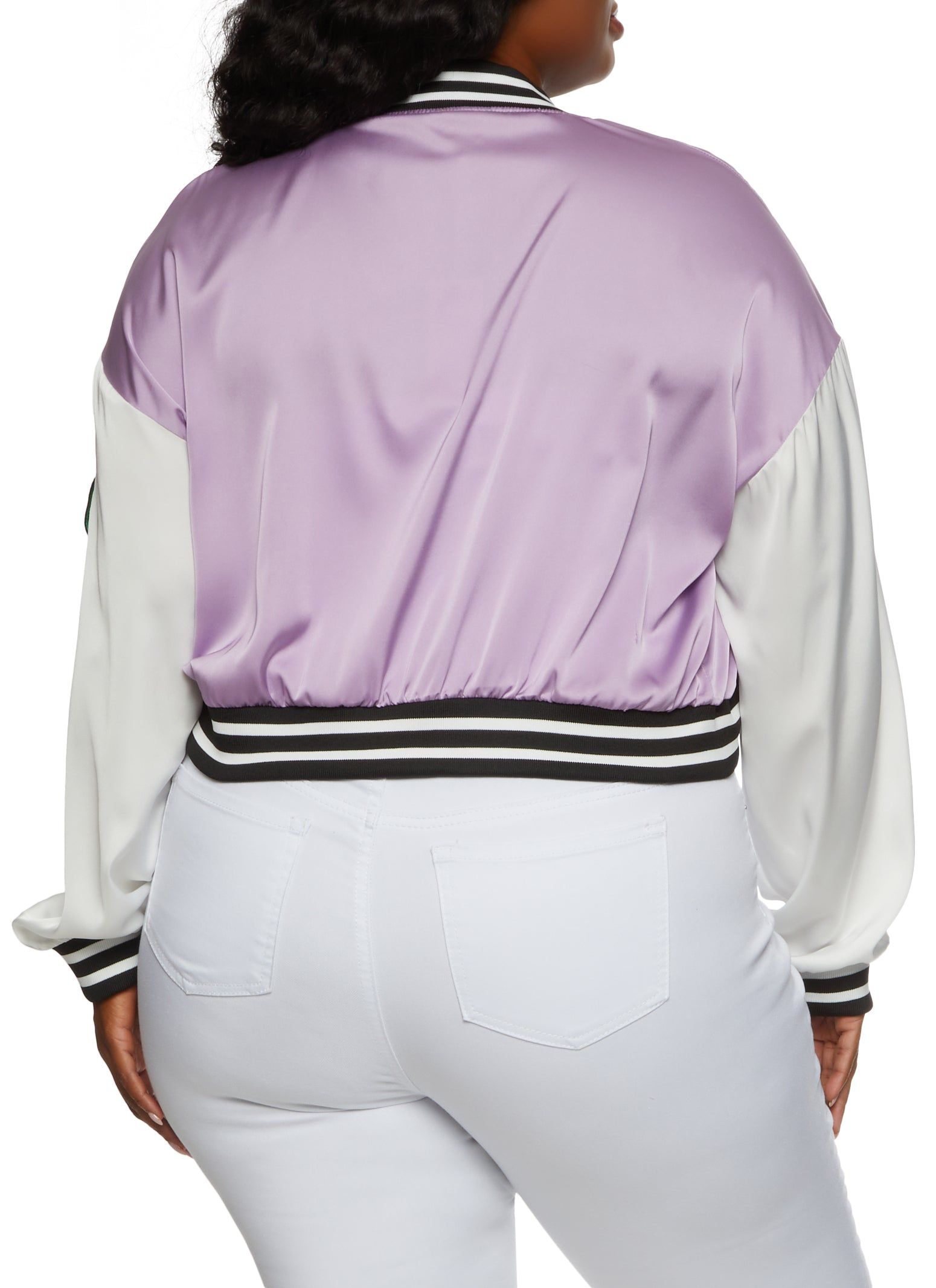 Plus Size Daisy B Chenille Graphic Patch Varsity Jacket sold by Rainbow product image thumbnail 2