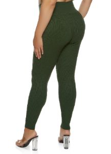 Plus Size Ribbed High Waisted Leggings sold by Rainbow