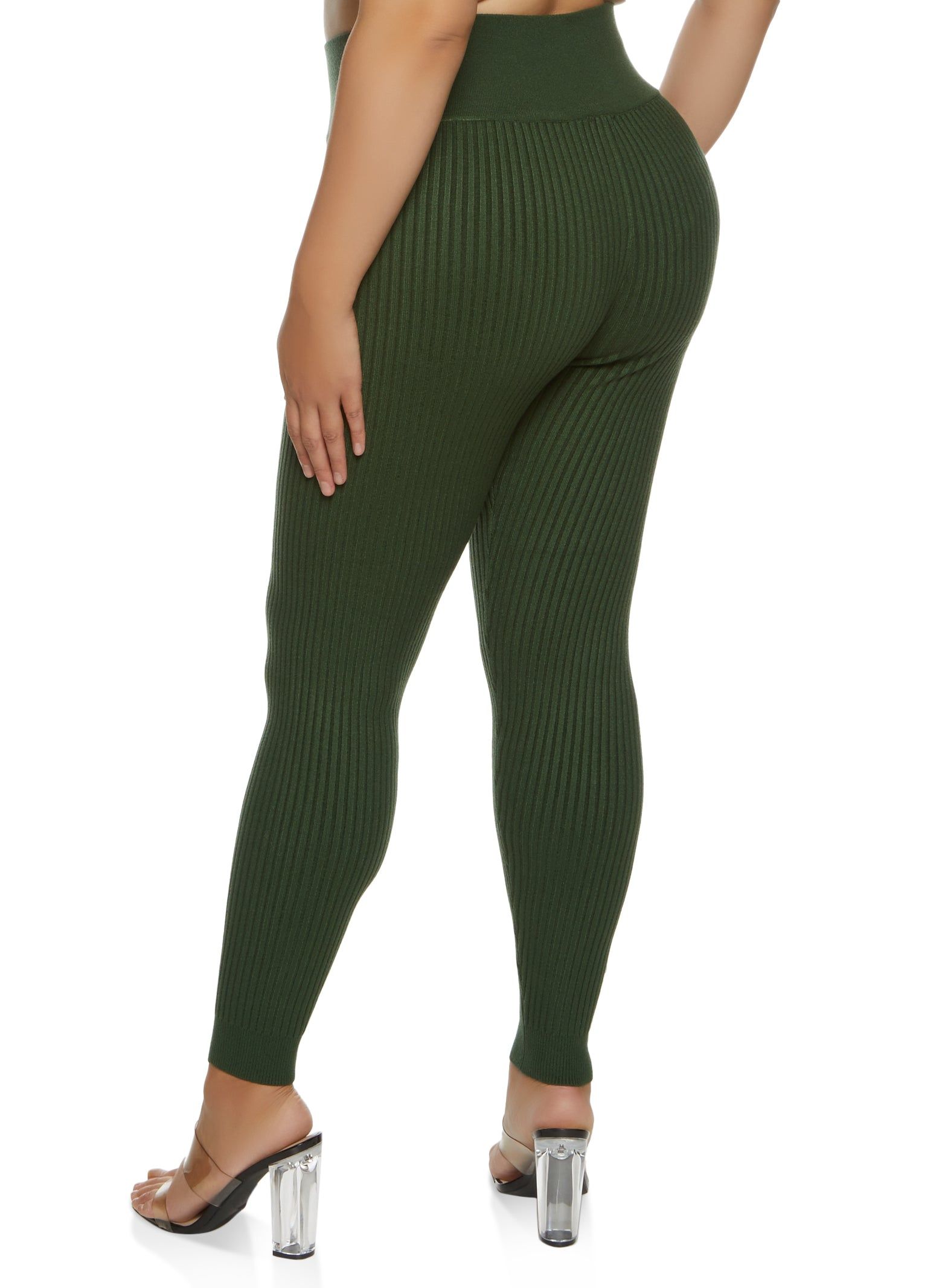 Plus Size Ribbed High Waisted Leggings sold by Rainbow product image thumbnail 2