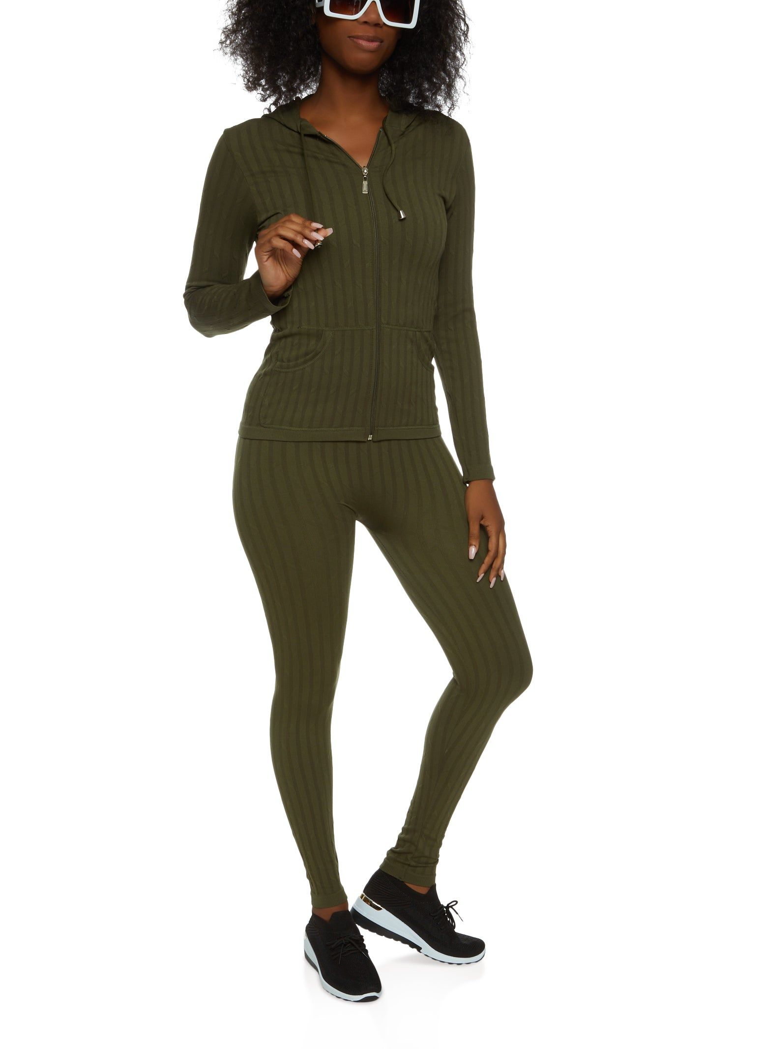 Seamless Ribbed Zip Front Hoodie sold by Rainbow product image thumbnail 2