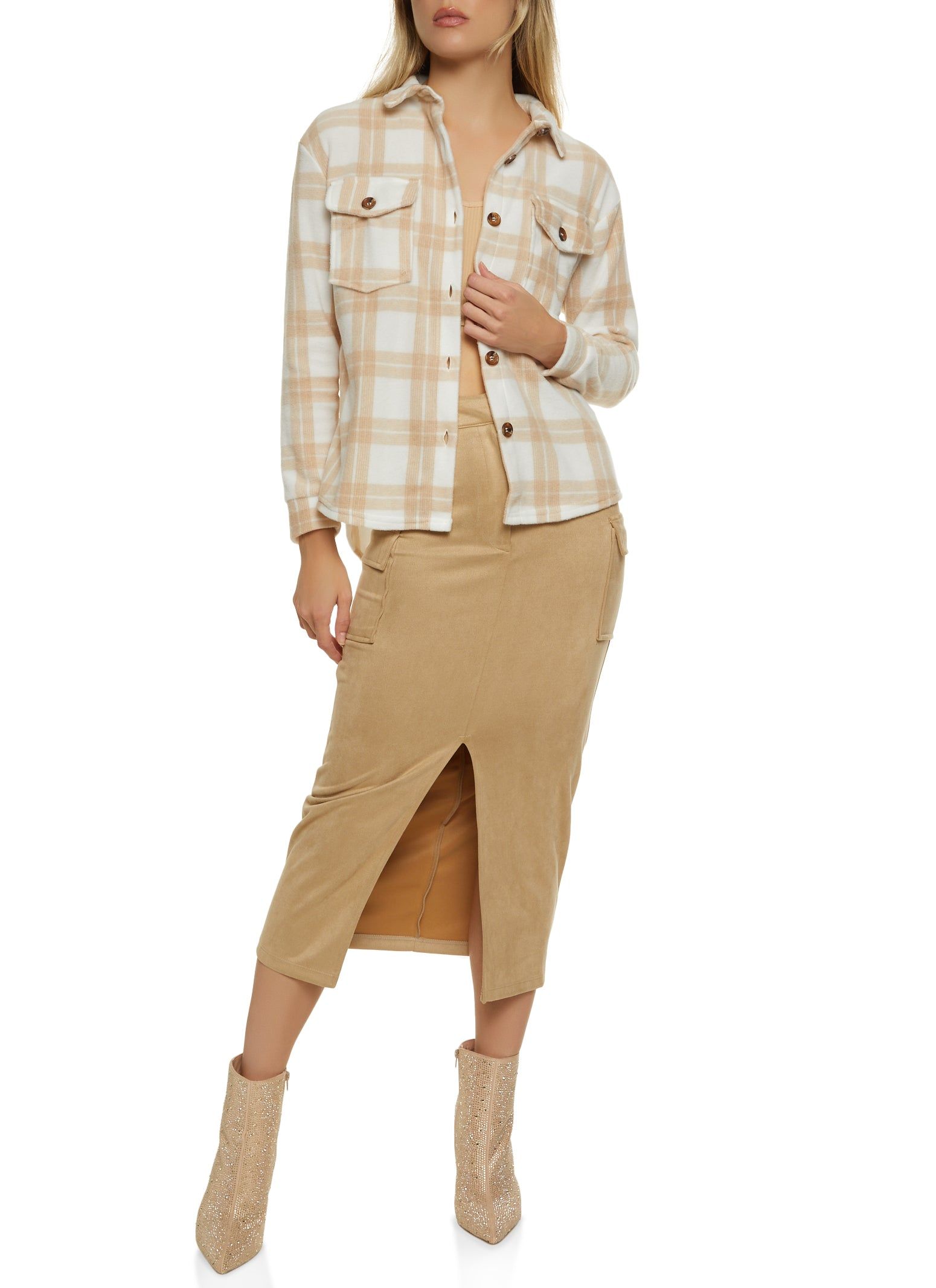 Faux Suede Cargo Pocket Maxi Skirt sold by Rainbow product image thumbnail 2