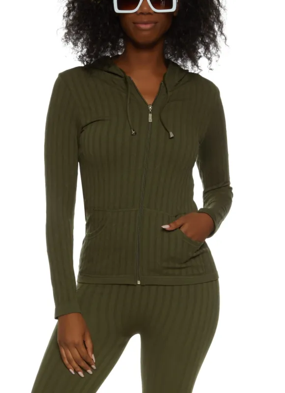 Seamless Ribbed Zip Front Hoodie sold by Rainbow