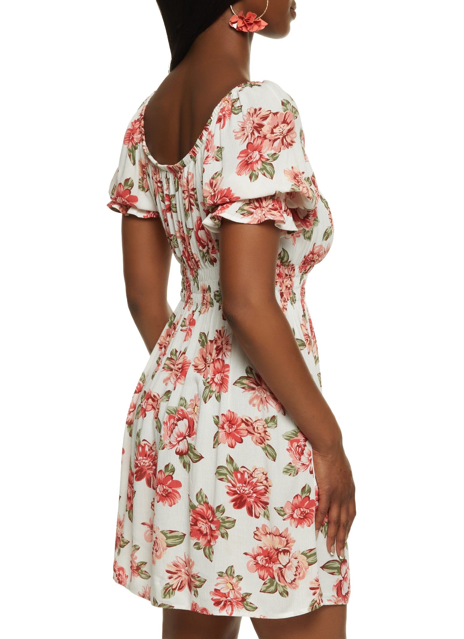 Floral Tie Neck Peasant Dress sold by Rainbow product image thumbnail 3