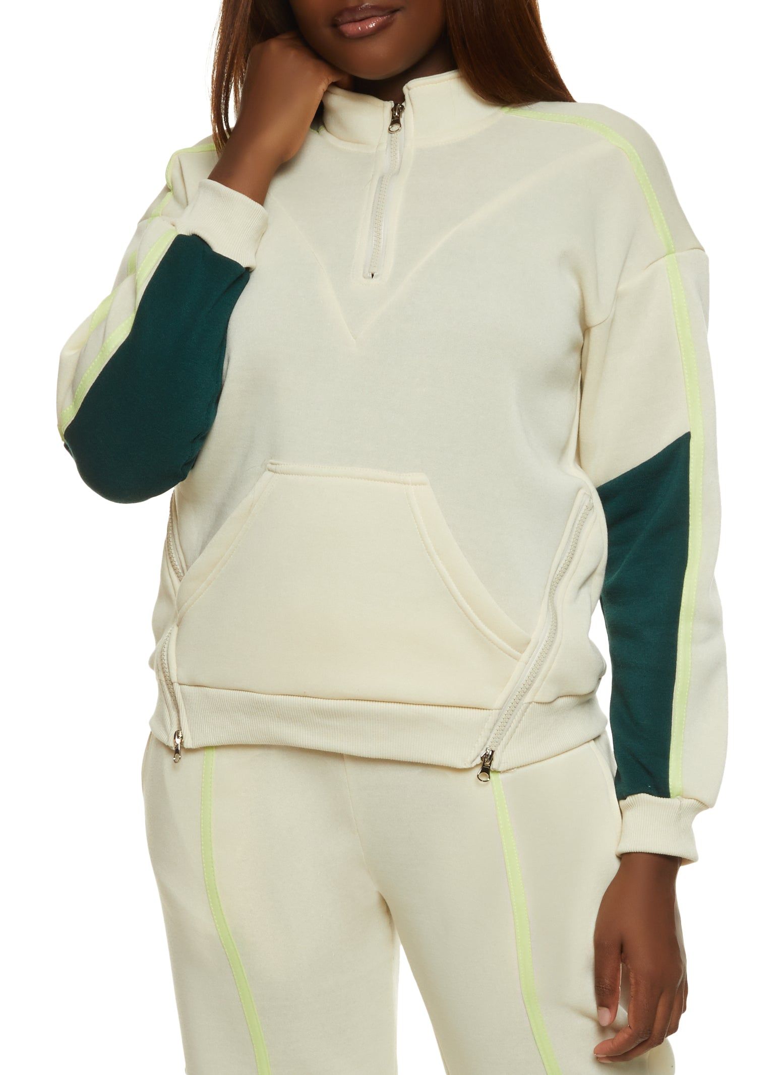 Color Blocked Sleeve Half Zip Sweatshirt sold by Rainbow