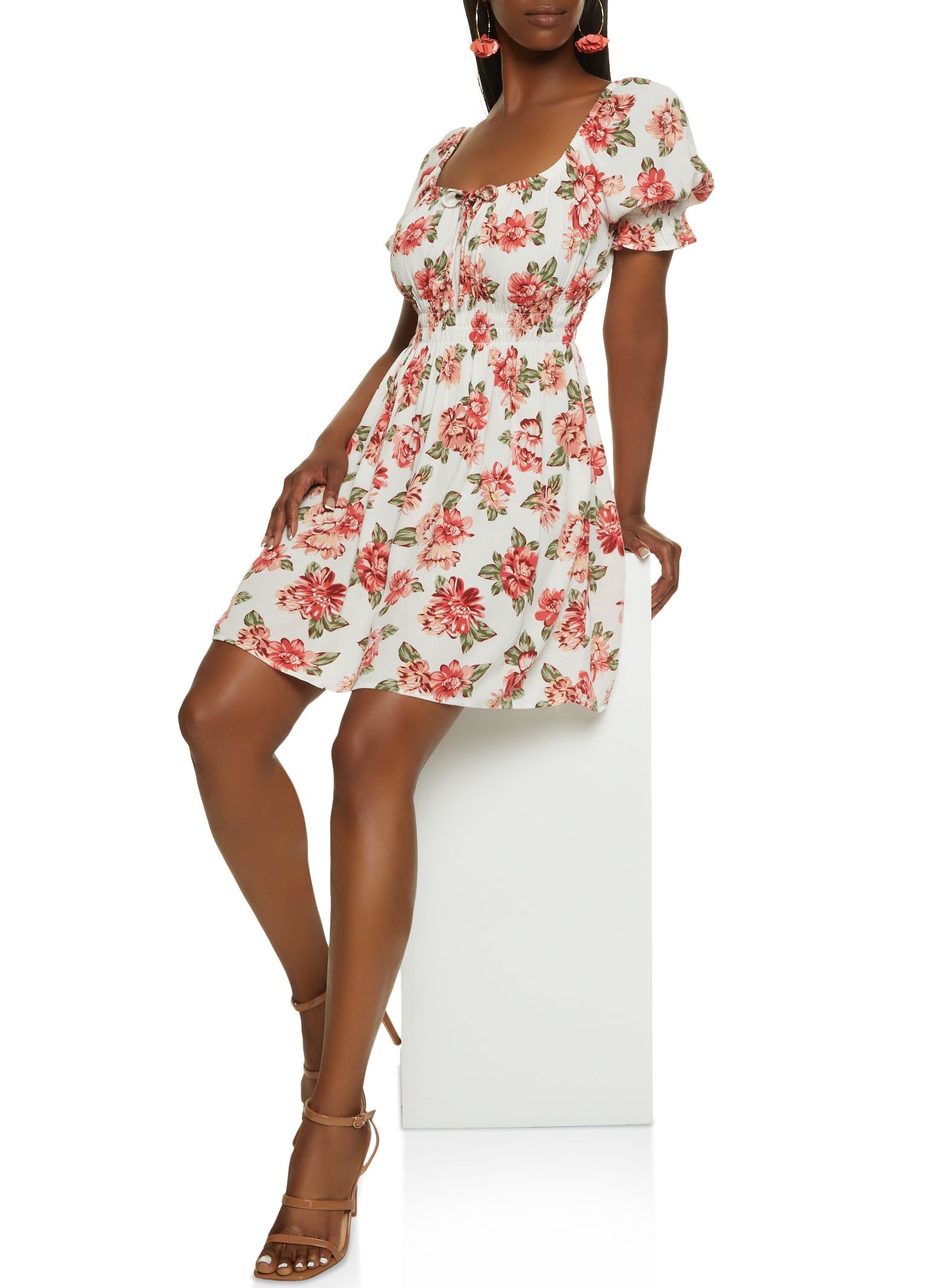 Floral Tie Neck Peasant Dress sold by Rainbow product image thumbnail 2