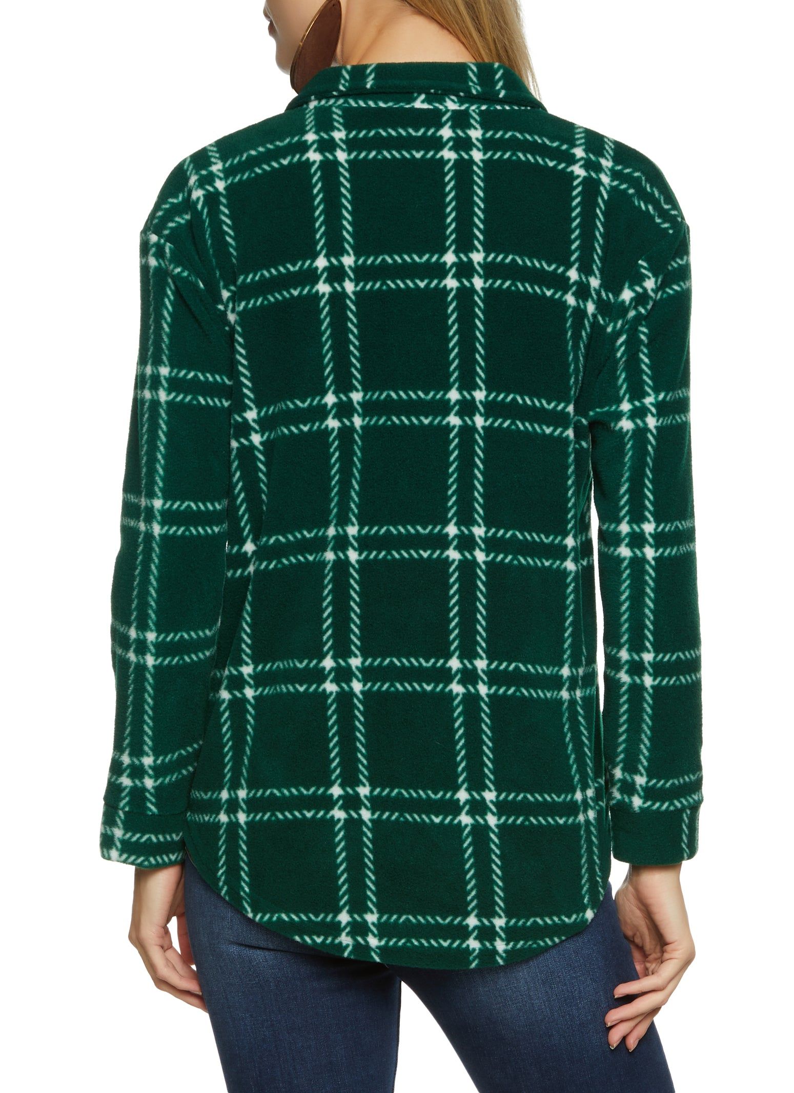 Fleece Plaid Button Down Shacket sold by Rainbow product image thumbnail 2