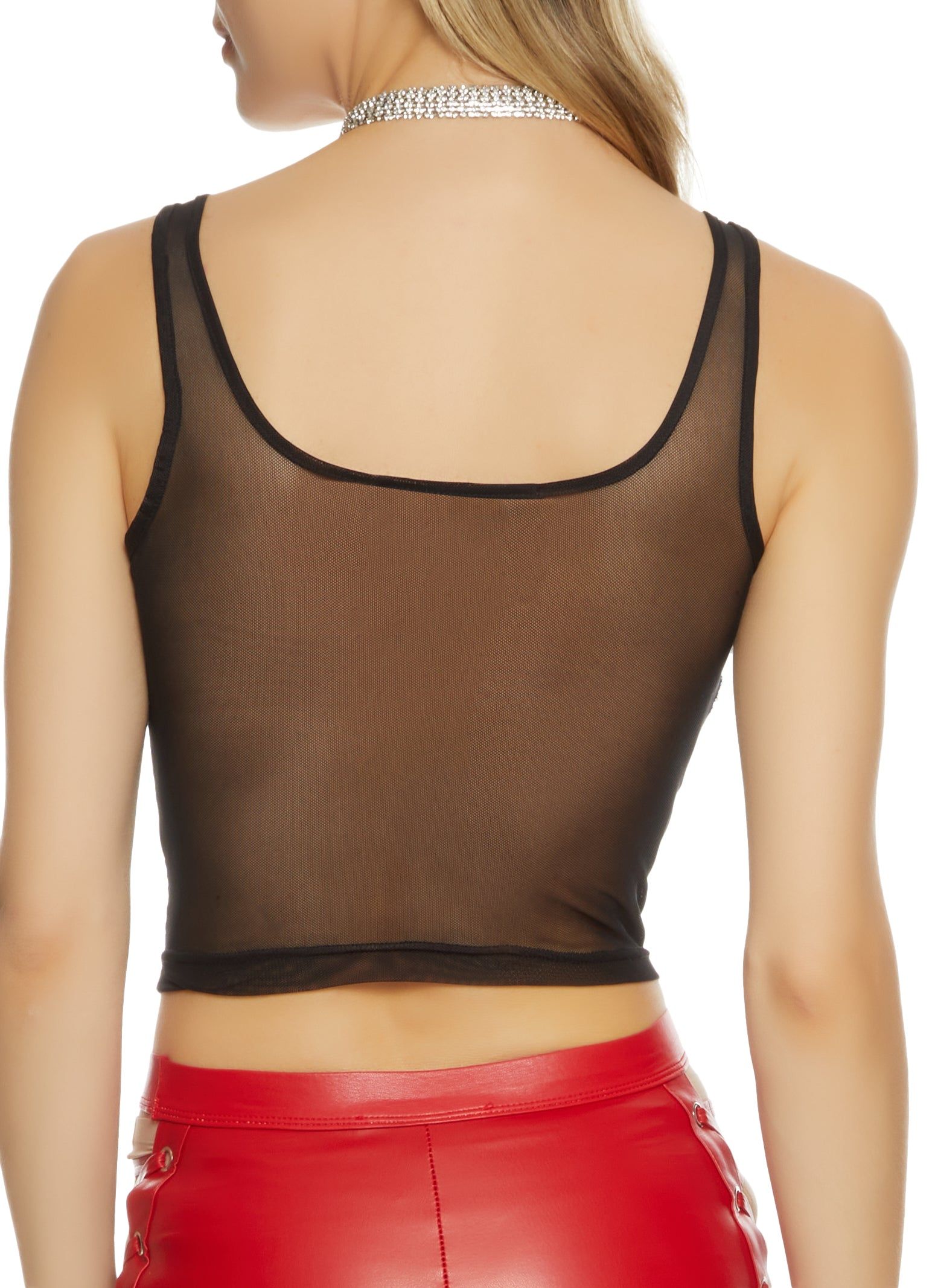 Sequin Mesh Back Cropped Tank Top sold by Rainbow product image thumbnail 2