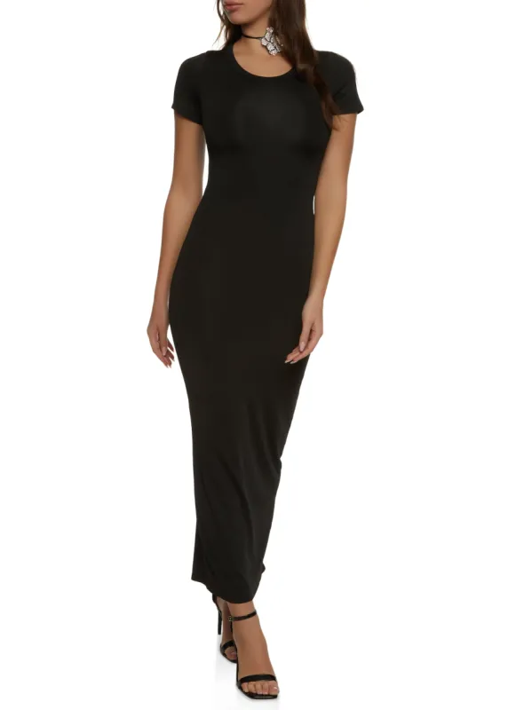 Daisy Solid Crew Neck Maxi Dress sold by Rainbow
