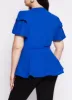 Plus Size Tiered Sleeve Tie Front Peplum Top sold by Rainbow