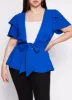 Plus Size Tiered Sleeve Tie Front Peplum Top sold by Rainbow