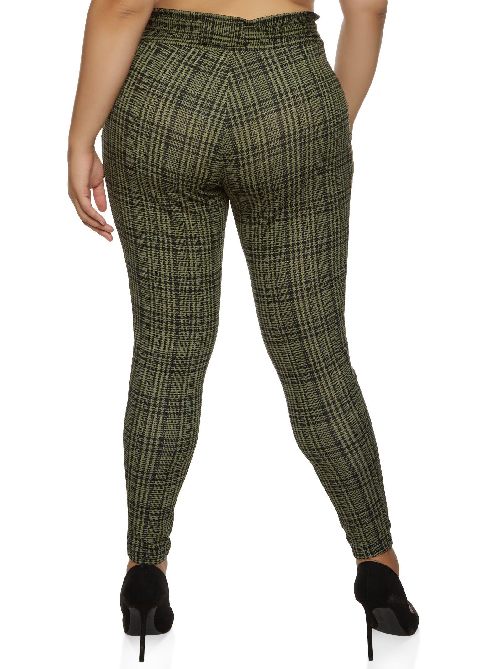 Plus Size Plaid Paperbag Waist Belted Skinny Pants sold by Rainbow product image thumbnail 2