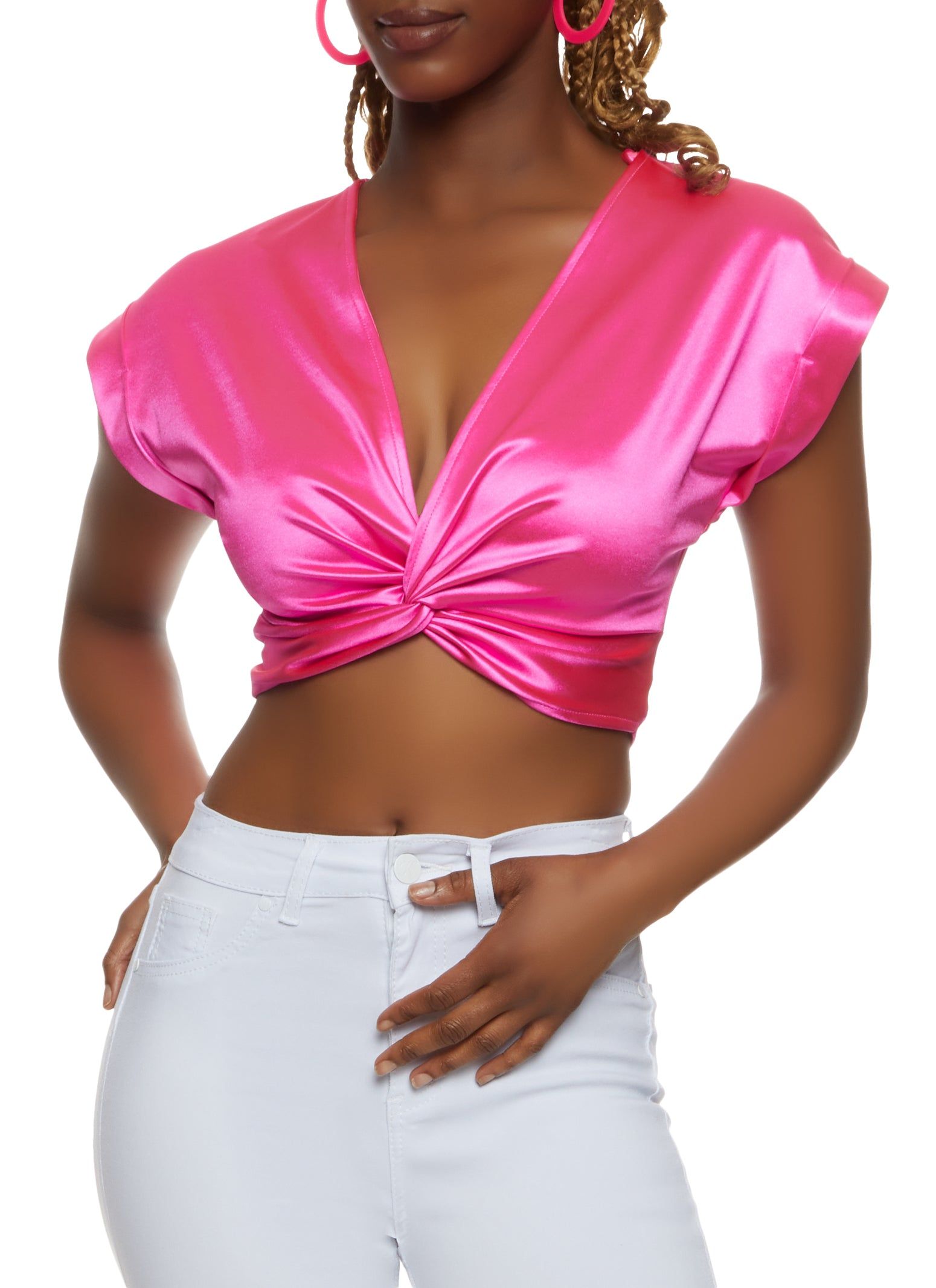 Satin Twist Crop Top sold by Rainbow