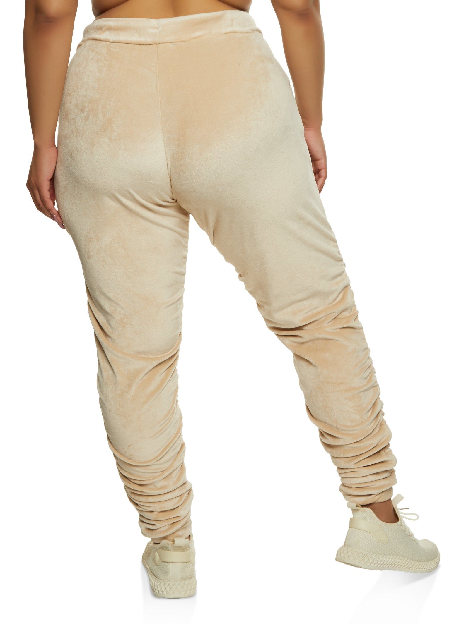 Plus Size Solid Ruched Velour Joggers sold by Rainbow product image thumbnail 2
