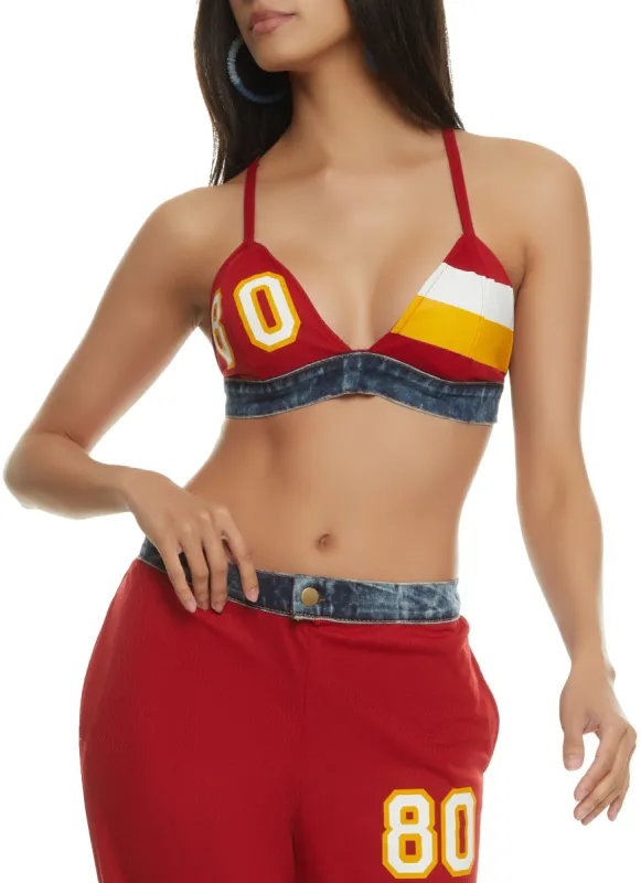 80 Denim Trim Jersey Mesh Bralette sold by Rainbow