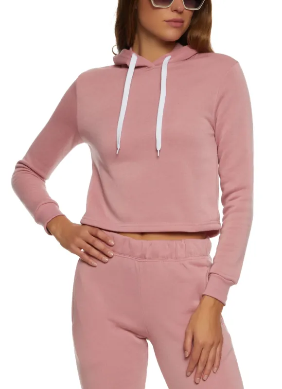 Fleece Hooded Cropped Sweatshirt sold by Rainbow