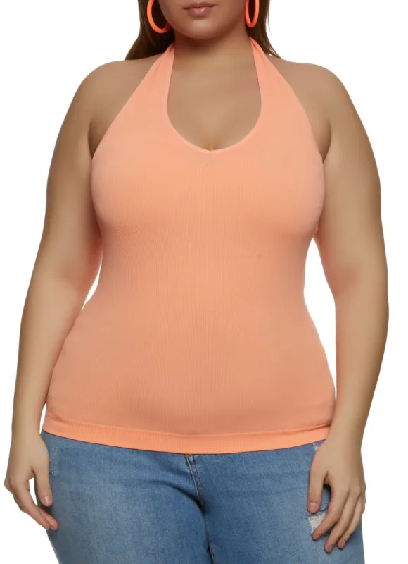 Plus Size Ribbed Halter Top sold by Rainbow