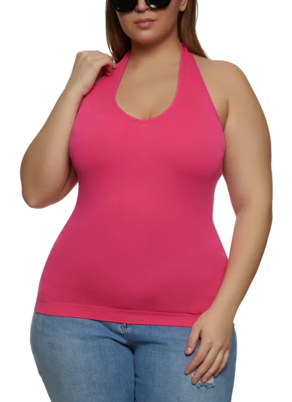 Plus Size Ribbed Halter Top sold by Rainbow