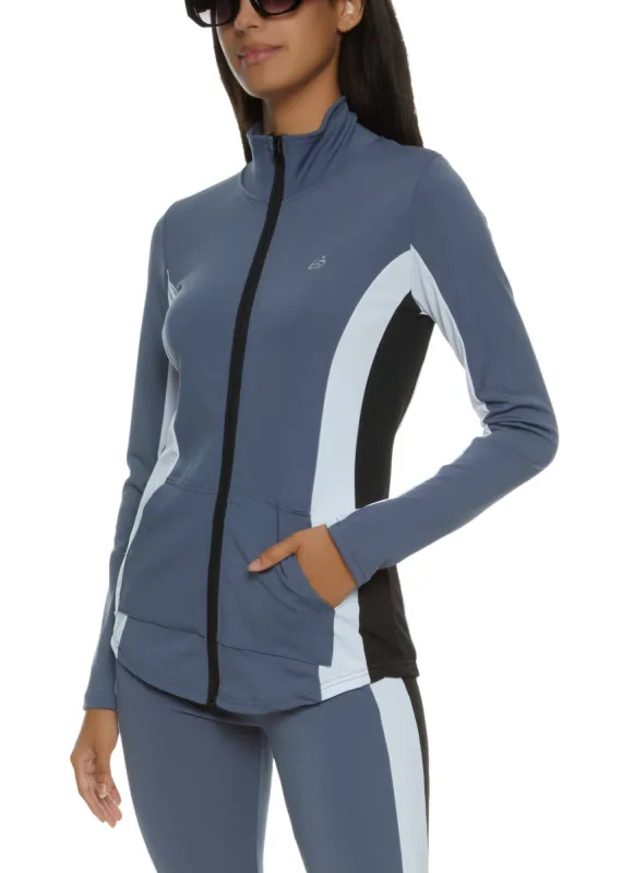 Color Block Mock Neck Active Track Jacket sold by Rainbow