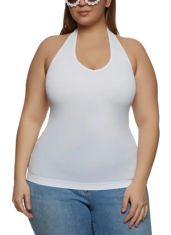 Plus Size Ribbed Halter Top sold by Rainbow