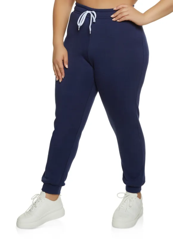 Plus Size Solid High Waisted Joggers sold by Rainbow