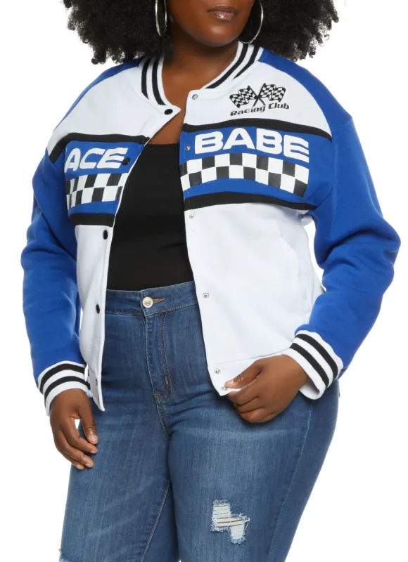 Plus Size Race Babe Varsity Jacket sold by Rainbow