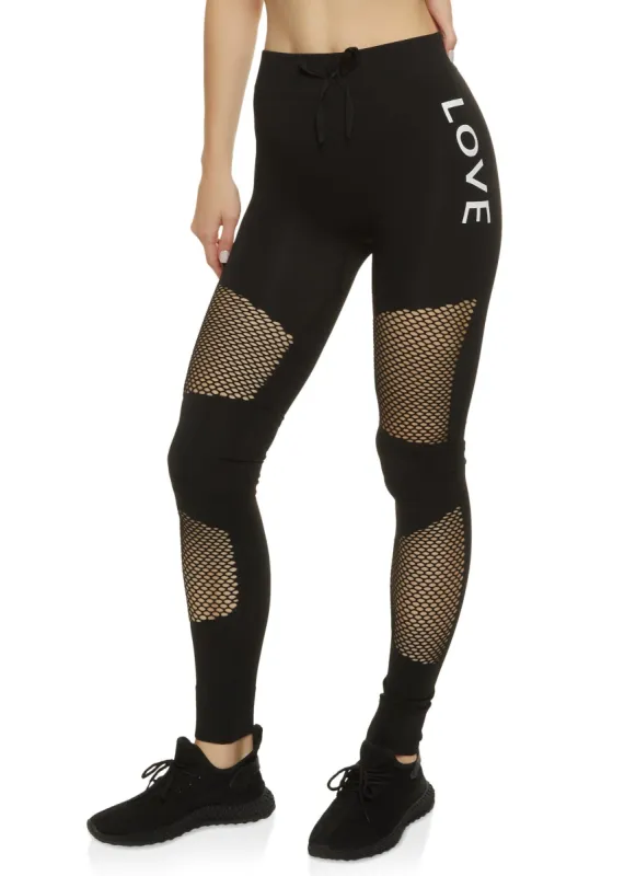 Love Fishnet Detail Leggings sold by Rainbow