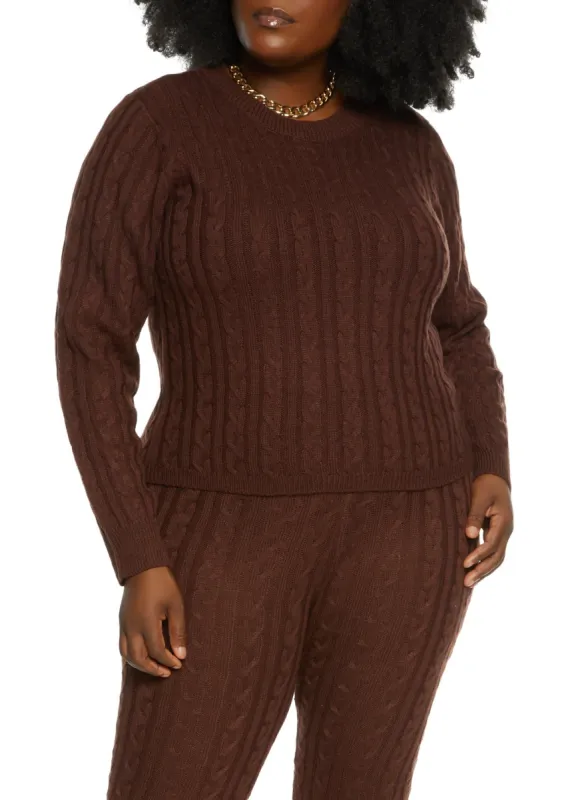 Plus Size Solid Cable Knit Sweater sold by Rainbow