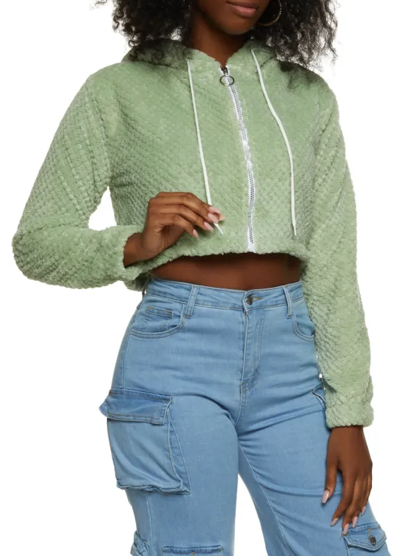 Quilted Plush Zip Front Hoodie sold by Rainbow