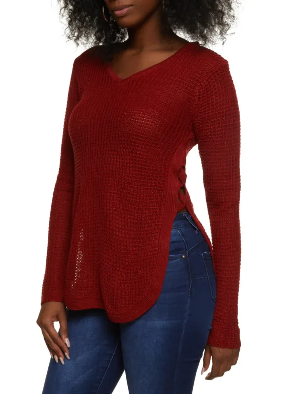 Caged Side Slit Tunic Sweater sold by Rainbow