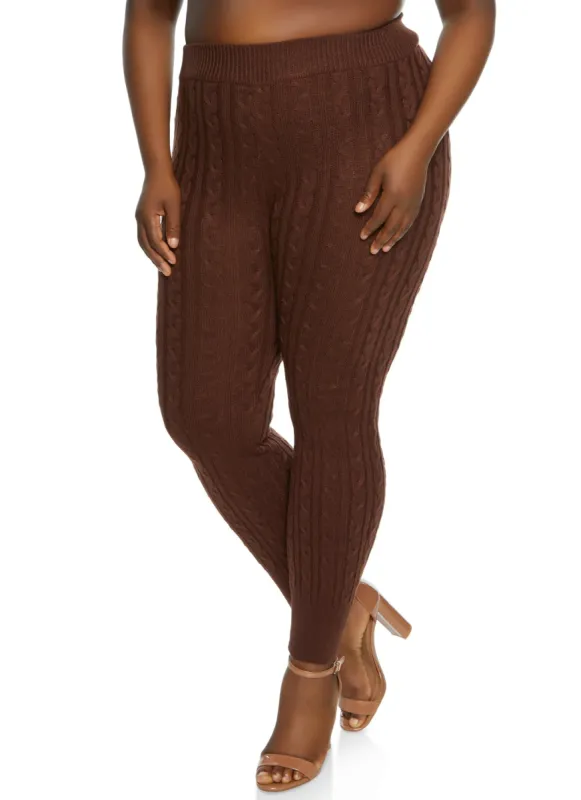 Plus Size Cable Knit Leggings sold by Rainbow