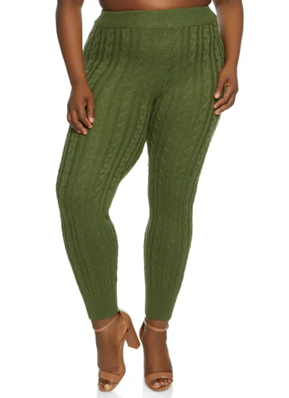 Plus Size Cable Knit Leggings sold by Rainbow