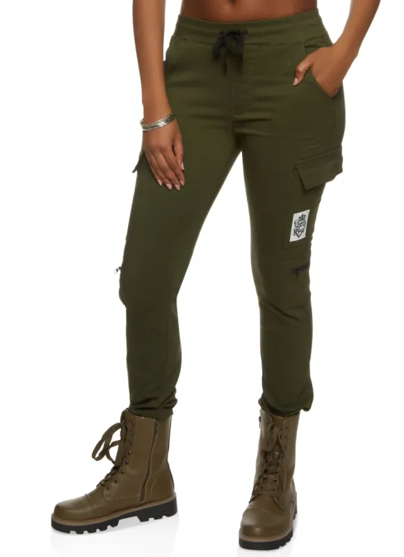 Patch Zipper Detail Cargo Joggers sold by Rainbow