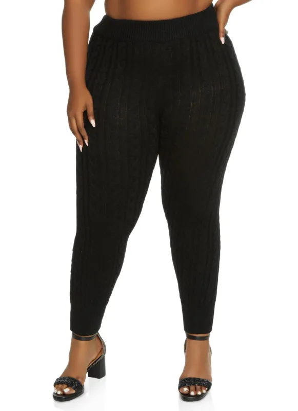 Plus Size Cable Knit Leggings sold by Rainbow