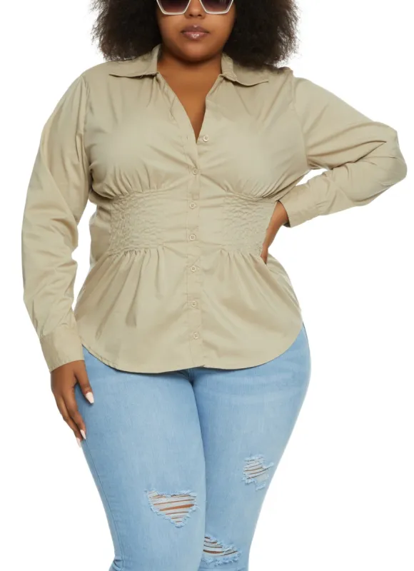 Plus Size Cinched Waist Shirt made by Rainbow