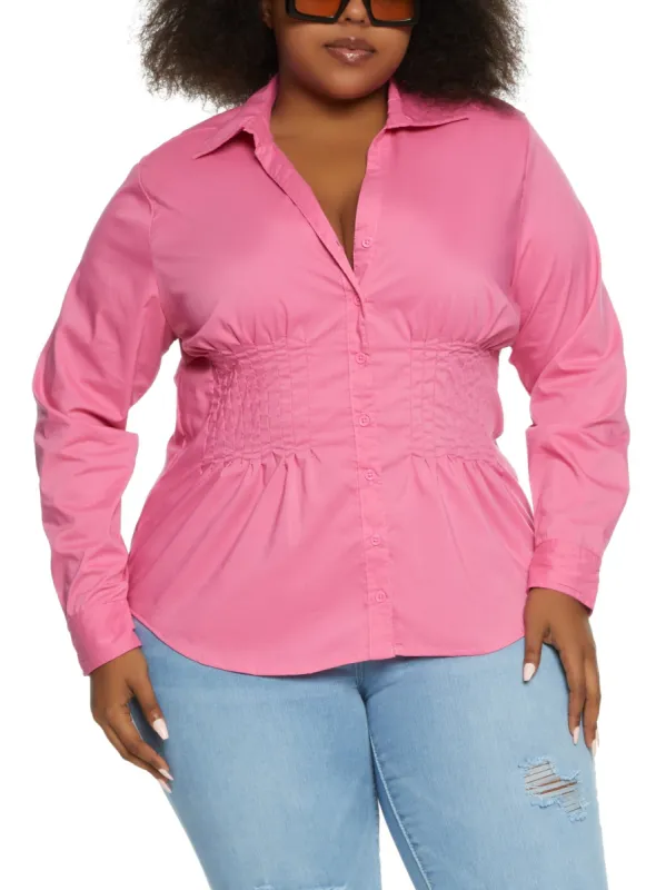 Plus Size Cinched Waist Shirt made by Rainbow