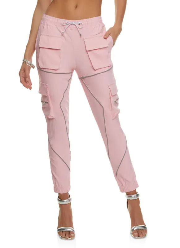 Contrast Piping Drawstring Cargo Joggers sold by Rainbow