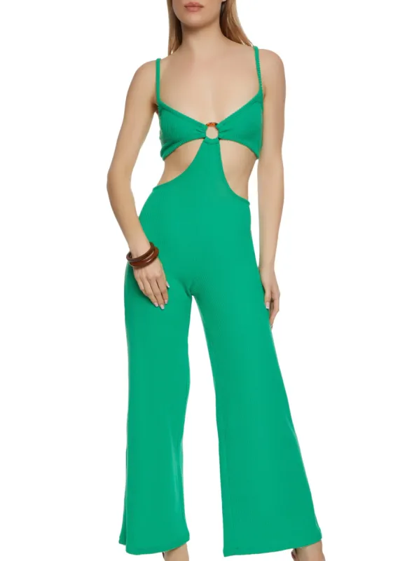 Solid Cut Out Jumpsuit sold by Rainbow
