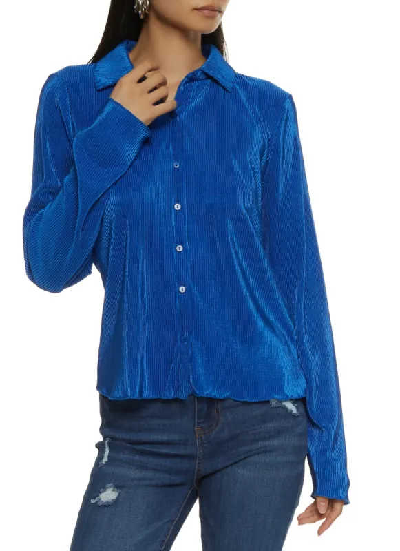 Basic Plisse Button Front Shirt sold by Rainbow