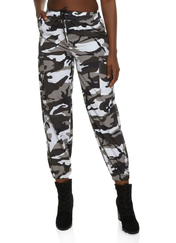 Nylon Side Zip Pocket Joggers sold by Rainbow