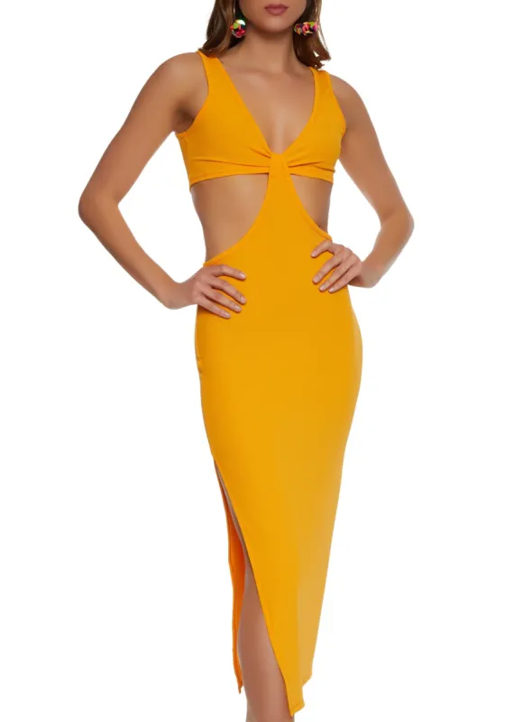 Compression Rib Cut Out Maxi Dress sold by Rainbow