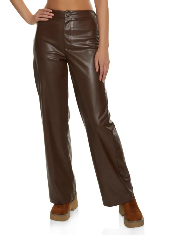 Faux Leather Solid Wide Leg Pants sold by Rainbow