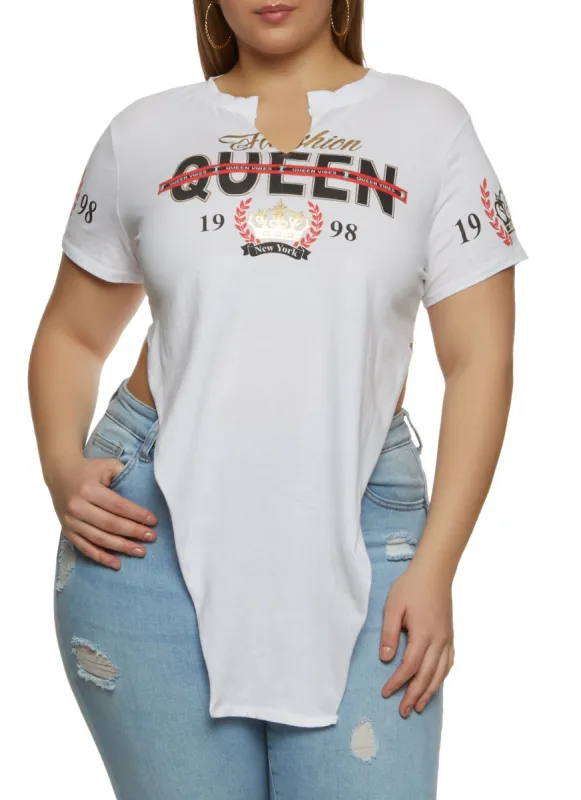 Plus Size Fashion Queen 1998 Notch Neck Top sold by Rainbow