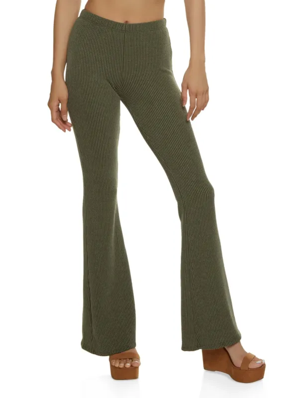 Ribbed Knit High Waisted Flared Pants sold by Rainbow